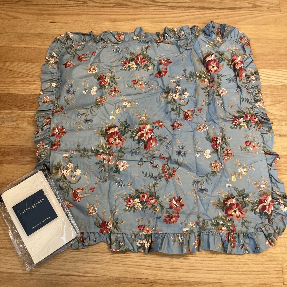 Ralph Lauren Home 26"x26" Euro Sham Yvette Floral Blue Italy Cotton Floral